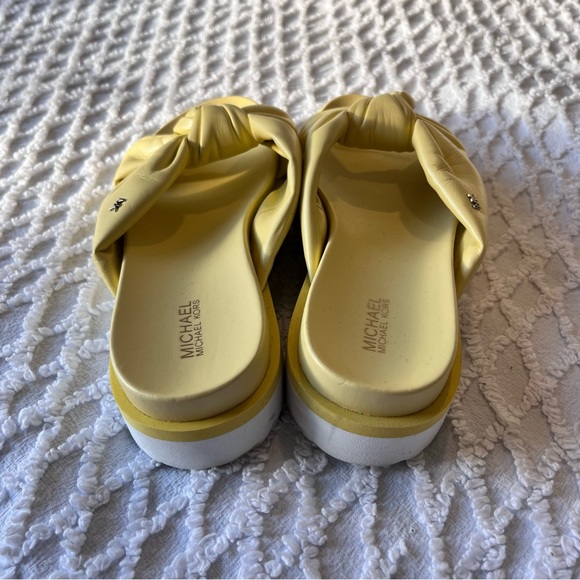Michael Kors Josie Yellow & White Knot Slip On Slide Sandals Women’s Size 7 - Picture 6 of 8